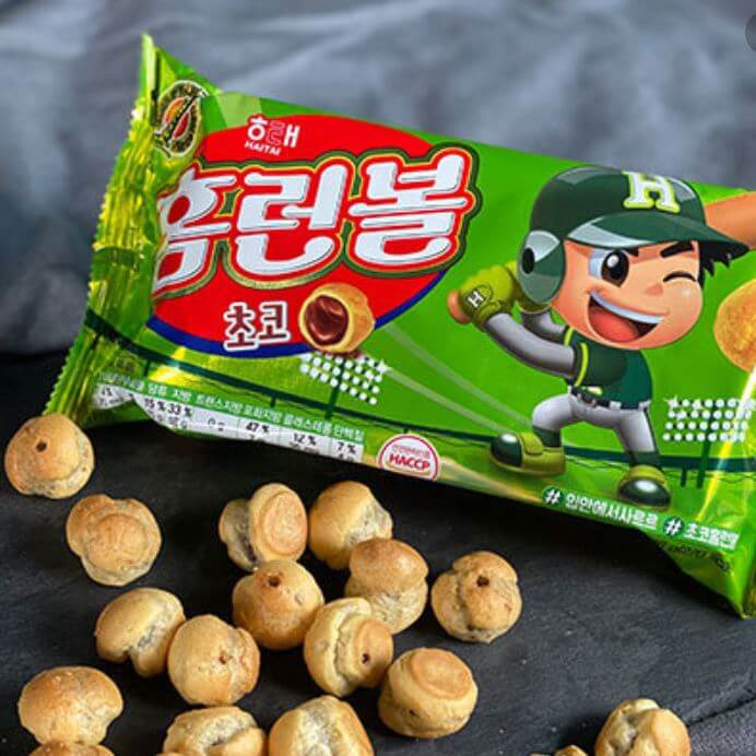 Haitai Choco Home Run Ball, Classic Korean Snack 46g (Pack of 4) 